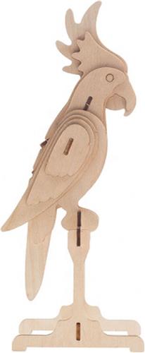 Bouwpakket 3D Puzzel Papegaai- hout