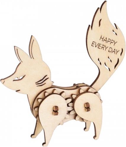 Bouwpakket 3D Houten Puzzel Vos Mechanisch