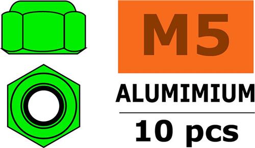 Revtec - Aluminium zelfborgende zeskantmoer - M5 - Groen - 10 st