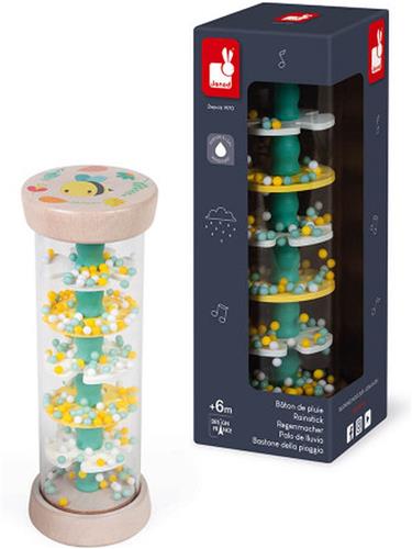 Janod Pure - Regenkoker - Met Prachtige Natuurillustraties - De Balletjes Doen Je Denken Aan Het Zachte Geluid Van Regendruppels - Geschikt Vanaf 6 Maanden