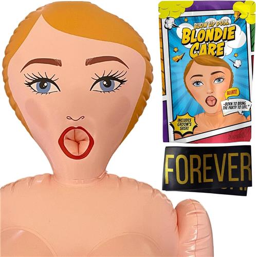 Opblaaspop - Blond - 150 cm - Grappige Opblaasbare Feestdecoratie - Voor Vrijgezellenfeest