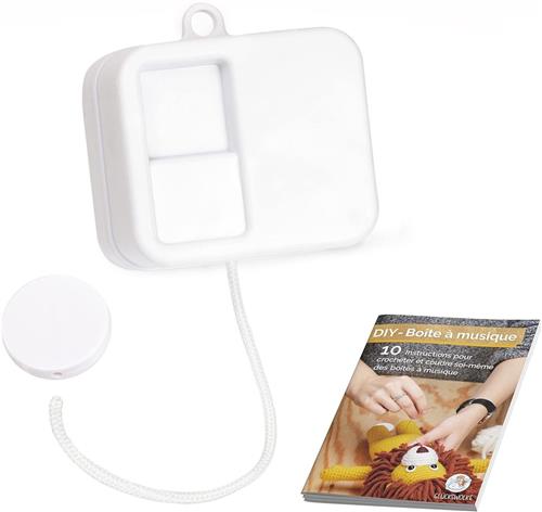Roterende muziekdoos - Wit - 5,4 x 5,7 x 3,8 cm - Waterdicht en wasbaar muziekuurwerk - Voor kinderen en baby's
