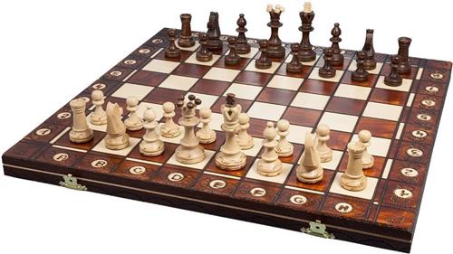 Schaakstenen - Hout - 40,6 x 40,6 cm - Handgemaakt Schaakspel met Vilten Bodem - Voor Beginners en Gevorderden