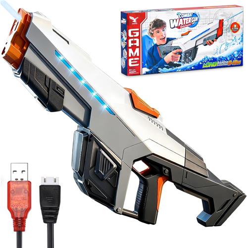Waterpistool Elektrisch Kinderen met Licht Geluidseffecten - van 6-50 Jaar - Waterpistooltjes - Watergeweer - Waterblaster - Watergevecht - Buitenspeelgoed - Zomerspeelgoed - Waterspeelgoed - 610 ml - Zilver - van Imperatoris