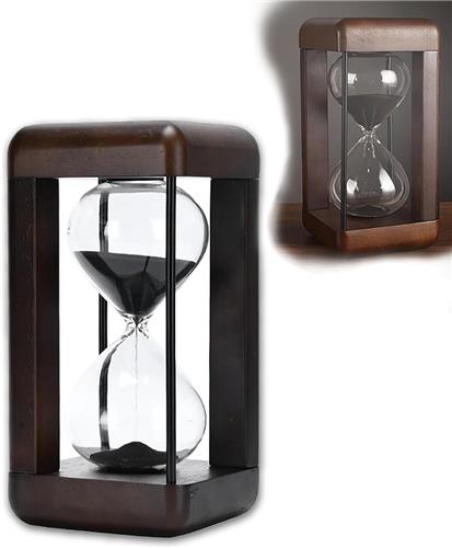 Pomodoro timer - Zwart - 22 x 11,5 x 11,5 cm - Houten Zandloper met 60 Minuten Timer - Voor Thuis en Kantoor