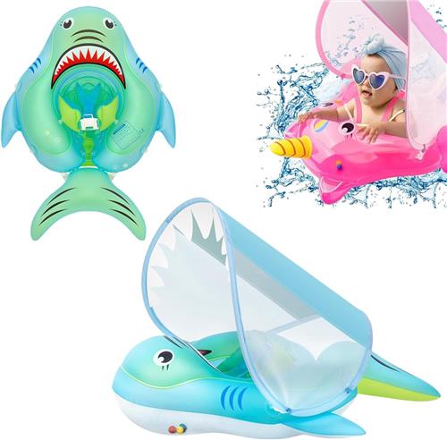 Kinderzwembad - baby zwembad - babyzwembad drijft - voor leeftijd 3 -12 maanden - babyzwembadje - baby zwemring - Blauwe haai - kinder zwembadje - zwemband - babyfloat - van Imperatoris