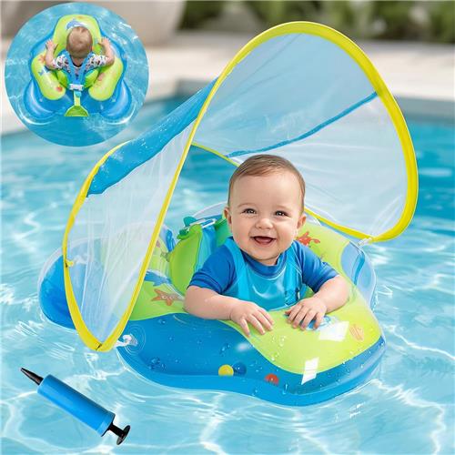 Kinderzwembad - baby zwembad - babyzwembad drijft - voor leeftijd 6-30 maanden - babyzwembadje - baby zwemring - 1 x luchtpomp en 2 x reparatiesets bluaw - kinder zwembadje - zwemband - babyfloat - van Imperatoris