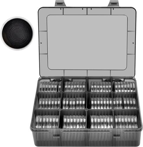 Muntenverzamelmap - Transparant - 46 mm - Kunststof Muntcapsules met EVA-Schuimafdichting en Organizerbox - Voor Muntverzamelaars