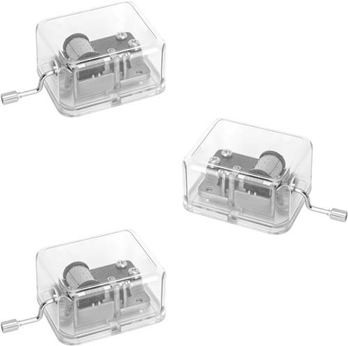 Roterende muziekdoos - Transparant - 5,2 x 6,2 x 3,2 cm - Acryl met Handslinger - Voor Volwassenen