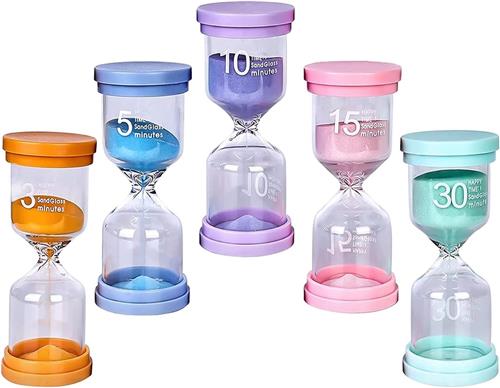 Pomodoro timer - Multi - 3/5/10/15/30 minuten - Kleurrijke Zandloper Set met Beschermhoes - Voor Tijdmanagement en Kinderen