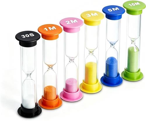 Pomodoro timer - Zwart, Oranje, Roze, Geel, Blauw, Groen - 2,5 x 2,5 x 8,7 cm - Kunststof Zandloperset - Voor Kinderen