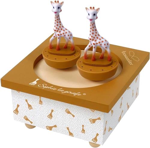 Roterende muziekdoos - Karamel - 15 cm - Met 2 Afneembare Magnetische Figuren - Voor Baby's en Kinderkamers