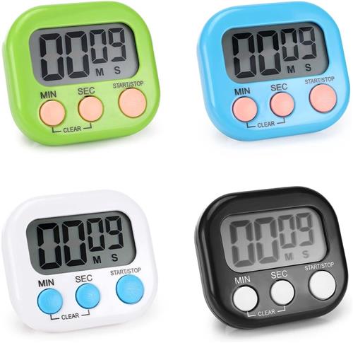 Pomodoro timer - Wit - Digitale keukentimer met magnetische bevestiging en inklapbare standaard - Voor koken en studie