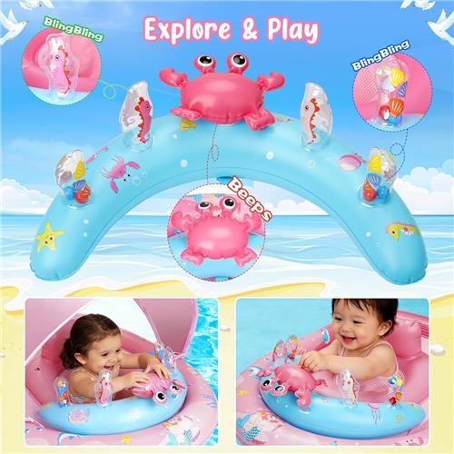 Kinderzwembad - baby zwembad - babyzwembad drijft - voor leeftijd 6-36 maanden - babyzwembadje - baby zwemring - Roze 50+ zonbescherming - kinder zwembadje - zwemband - babyfloat - van Imperatoris