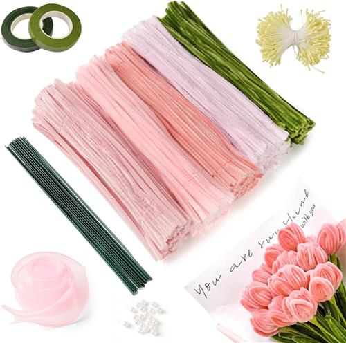 Pipe cleaners - Roze - Knutselset met 551 Stuks - Flexibele Chenillestelen voor Bloemdecoratie en Boeketten - Voor Creatieve Knutselaars