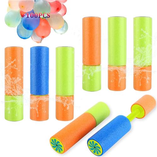 Waterpistolen voor kinderen - Set Van 8 en 100 ballonnen - Kleine waterpistolen - Schuimwaterpistolen - Waterblaster - Watergevecht - Buitenspeelgoed - Zomerspeelgoed - Waterspeelgoed - 7m - Geel- van Imperatoris