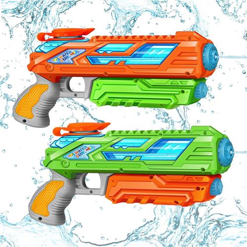Waterpistool Kinderen - 2 Stuks - van 3-60 Jaar - Waterpistooltjes Klein - Watergeweer - Waterblaster - Watergevecht - Buitenspeelgoed - Zomerspeelgoed - Waterspeelgoed - 280 ml - Groen/Oranje - van Imperatoris