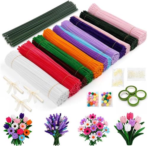 Pipe cleaners - 900 Stuks - Multicolor - Flexibele Pijpenragers met Bloemdraad en Accessoires - Voor Knutselen en Bloemdecoratie