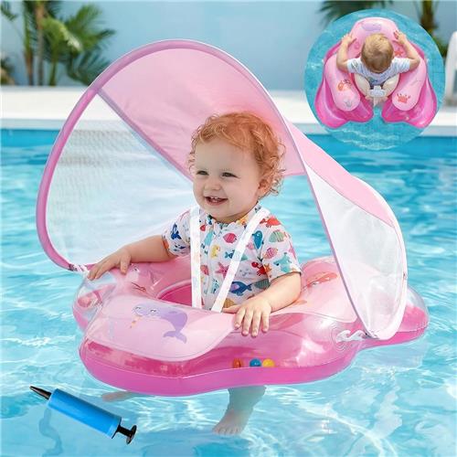 Kinderzwembad - baby zwembad - babyzwembad drijft - voor leeftijd 6-30 maanden - babyzwembadje - baby zwemring - 1 x luchtpomp en 2 x reparatiesets Roze - kinder zwembadje - zwemband - babyfloat - van Imperatoris
