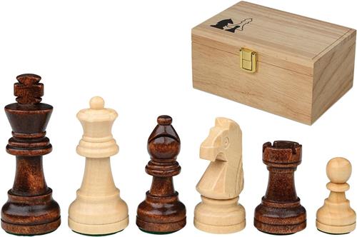 Schaakstenen - Houten - 63 mm Koningshoogte - Klassieke Schaakstukken in Opbergbox - Voor Beginners en Gevorderden