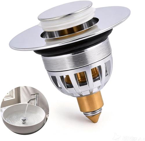 Roestvrijstalen keuken-gootsteen pop-up-stop - 34-40 mm - Afvoergarnituur met vuilfilter - Universele afvoerstop voor badkamer en douche