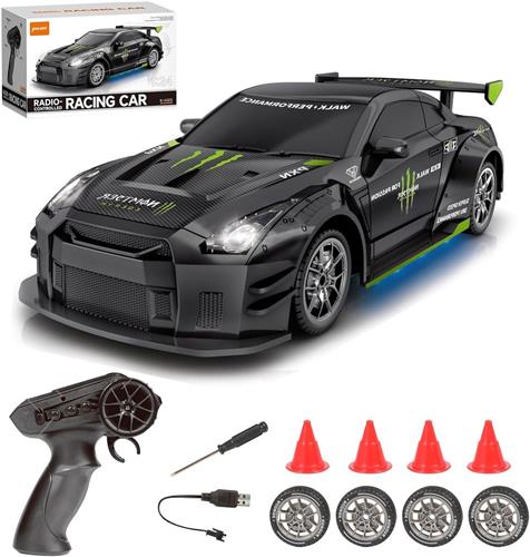Rc drift car - Zwart - 20 x 10 x 6,3 cm - ABS Kunststof - Afstandsbediening Speelauto voor Kinderen