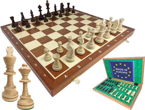 Schaakstenen - Hout - 53 x 53 cm - Opvouwbaar Schaakbord met Handgemaakte Schaakstukken - Voor Schaakliefhebbers