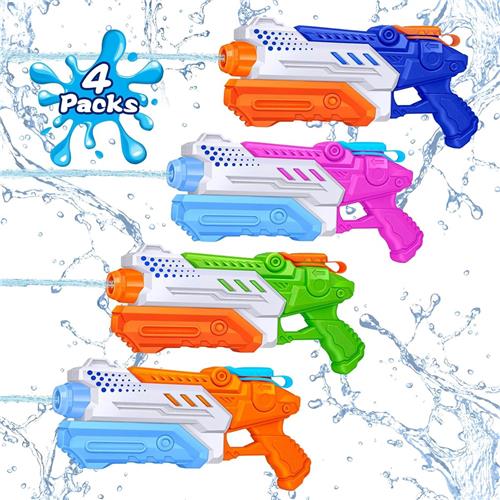 Waterpistool Kinderen - 4 Stuks - van 3-60 Jaar - Waterpistooltjes Klein - Watergeweer - Waterblaster - Watergevecht - Buitenspeelgoed - Zomerspeelgoed - Waterspeelgoed - 300 ml - Blauw/Oranje/Groen/Paars - van Imperatoris