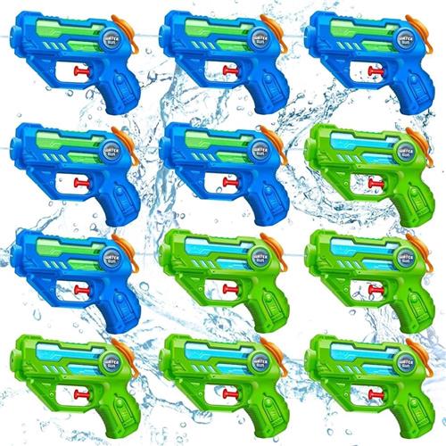 Waterpistool Kinderen - 12 Stuks - van 3-6 Jaar - Waterpistooltjes Klein - Watergeweer - Waterblaster - Watergevecht - Buitenspeelgoed - Zomerspeelgoed - Waterspeelgoed - 90 ml - Blauw/Groen - van Imperatoris