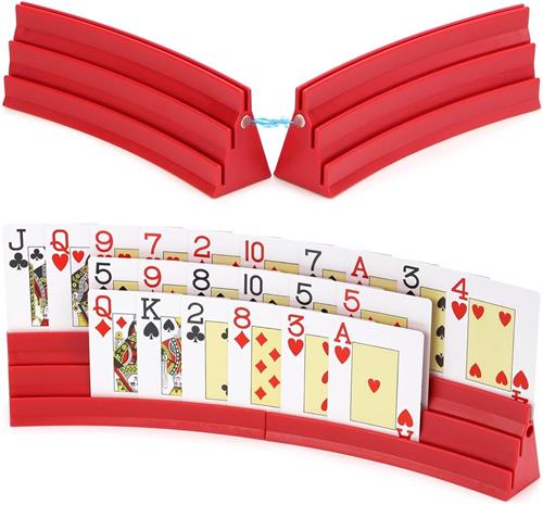 Kaarthouder fietsstuur - Rood - 18,5 x 4 cm - Duurzame Plastic Speelkaarthouder - Voor Kinderen en Volwassenen