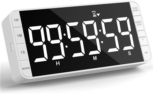 Pomodoro timer - Wit - 20,8 x 9,5 x 3,5 cm - Digitale oplaadbare keuken- en studietimer met LED-display - Voor volwassenen en studenten