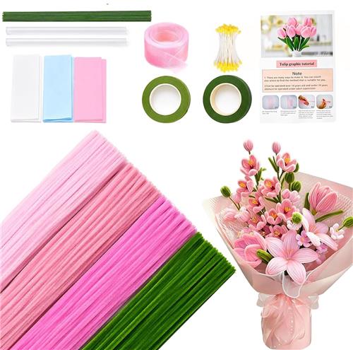 Pipe cleaners - Roze - 400 stuks - Chenilledraden Knutselset voor Bloemen Maken - Voor Creatief Knutselen
