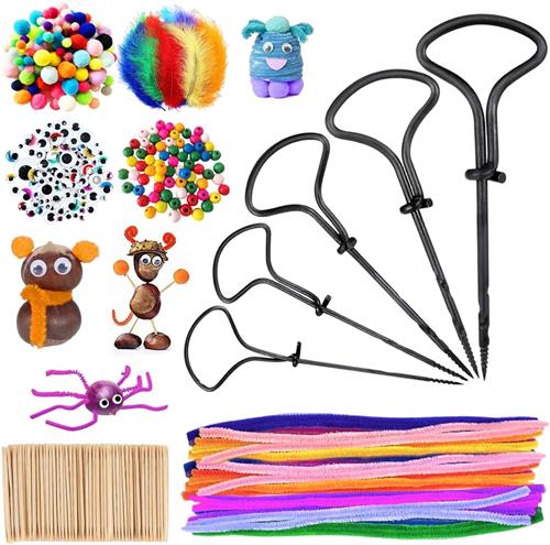 Knutselkoffer - Kastanje knutselset - 365-delig - Veilig en Duurzaam Metaal en Diverse Accessoires - Voor Kinderen van 1,5 tot 5 jaar