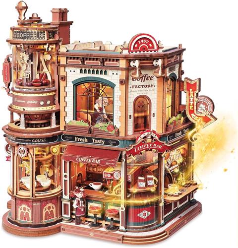 Roterende muziekdoos - Hout - 23,7 x 16,6 x 25 cm - 3D Puzzel met Bewegende Onderdelen - Voor Volwassenen