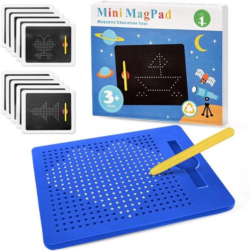 Magnetisch schrijfbord - Blauw - 21,5 x 17,5 cm - Magnetisch tekenbord met stalen ballen - Voor kinderen