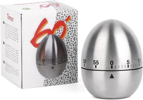 Pomodoro timer - Zilver - Mechanische eierwekker van roestvrij staal - Keukentimer tot 55 minuten