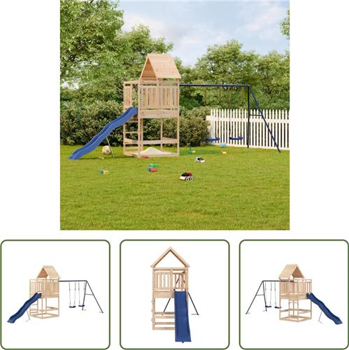 The Living Store Speeltoren - naam - Buitenspeelgoed - 553x206x264 cm - Massief grenenhout