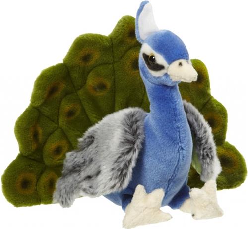 Nature Planet Pauw - blauw/groen - 24 cm - pluche dieren knuffels - Pauwen - Vogels