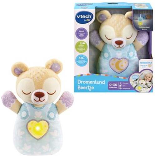 VTech Baby Dromenland Beertje - Interactieve Knuffel - Educatief Speelgoed - Voor 1 tot 3 Jaar - Blauw - Zacht, Veilig en Leerzaam Speelgoed voor Baby's en Peuters - Met Lichtjes, Geluiden en Muziek voor Speels Leren - Ideaal als cadeau voor baby's