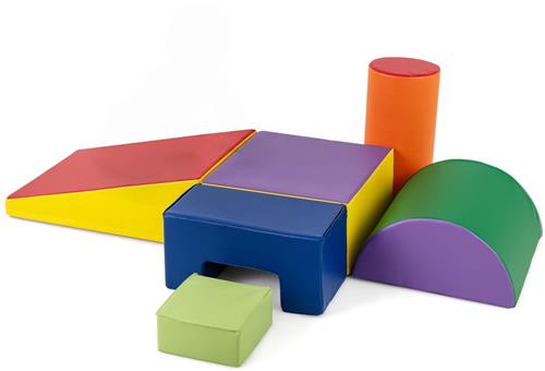 COSTWAY 6 STK. Schuimblokken, Reuzenblokken om te stoeien en klimmen, Zachte schuimblokken, Grote blokken in meerdere kleuren, voor kleuters, baby's en schoolkinderen (Blauw+Paars)