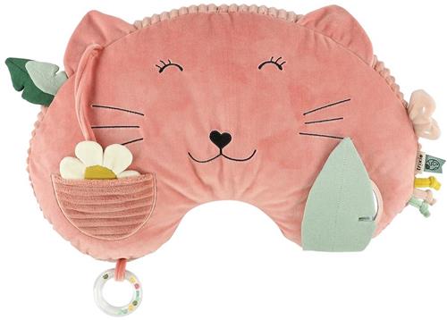 Trixie Tummy Time Kussen Mrs. Cat - Buikligtrainer voor baby's - Met Spiegeltje - Activiteitenkussen Roze - Kat