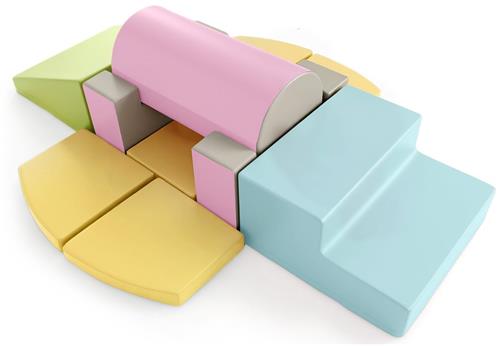 COSTWAY Schuimrubberen bouwstenen, zachte bouwstenen, zacht voor klimmen en glijden, reuzenbouwstenen van PU, grote bouwstenen, klimblokken, voor binnen voor kinderen vanaf 1 jaar, macaron, 10 stuks