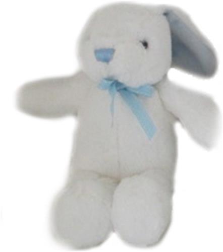 PIA Soft Toys - Pluche Knuffeldier Konijn wit blauwe strik - 18 cm