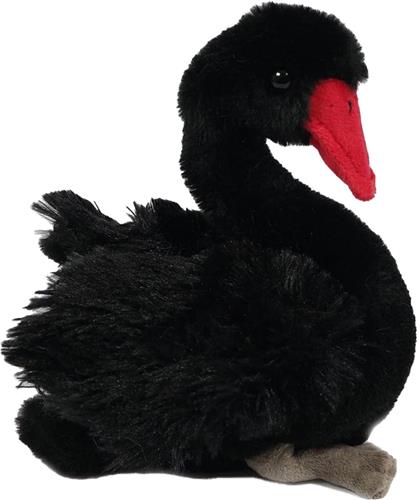 Pia Soft Toys Knuffeldier Zwaan - zachte pluche stof - zwart - premium kwaliteit knuffels - Vogels - 18 cm - Zwanen