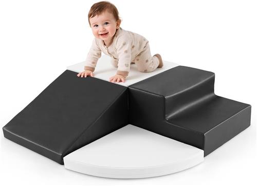COSTWAY 4-dlg. schuimbouwstenen, gigantische bouwstenen om te ravotten en te klimmen, zachte schuimbouwstenen, grote bouwstenen, bouwblokken voor kinderen in de voorschoolse leeftijd, baby's