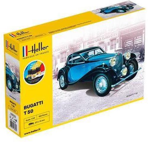 1:24 Heller 56706 Bugatti T-50 Car - Starter Kit Plastic Modelbouwpakket