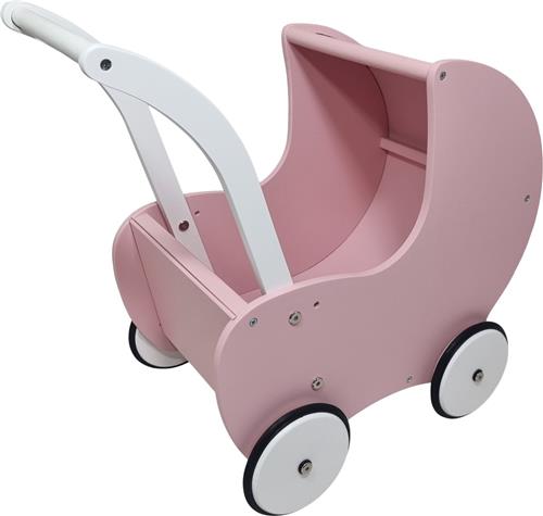 Poppenwagen Klassiek - Roze met dichte zijkant