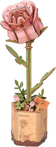 Robotime Pink Rose TW041 - Roze Roos - Knutselen - DIY - Houten bouwpakket - Volwassenen
