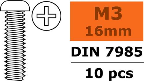 Revtec - Bolcilinderschroef - Philips - M3X16 - Gegalvaniseerd staal - 10 st