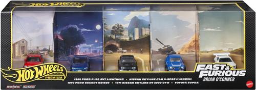 Hot Wheels Fast %26 Furious Premium bundel van 5 metalen speelgoedauto's op een schaal van 1:64